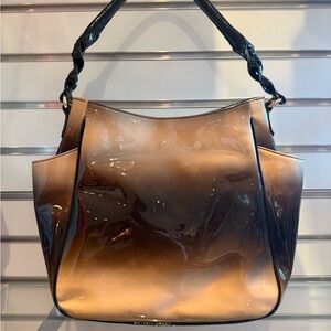 Charles David Patent Leather ombré Brown Shoulder Bag. Designer Direct